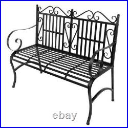Decorative Patio Chair Garden Outdoor Furniture Park Bench Seat Backyard, Black