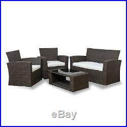 Delano 4-Piece Patio Conversation Sofa Set with White Cushions & Coffee Table