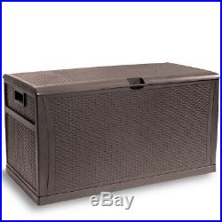 Deluxe 120 Gallon Deck Box Resin Patio Storage Bin Outdoor Container Storage Box