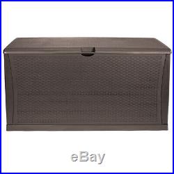Deluxe 120 Gallon Deck Box Resin Patio Storage Bin Outdoor Container Storage Box
