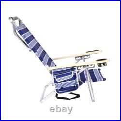 Deluxe Reclining 5 Position Lay Flat Aluminum Folding Sand Beach Chairs 2 Pack