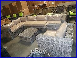 Distressed Outdoor Wicker Sectional Sofa Chair Coffee Table Patio Furniture Set