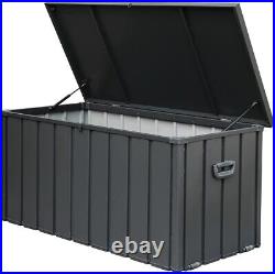 Domi 120 Gallon Resin Outdoor Storage Deck Box Waterproof withLockable (Black)