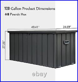 Domi 120 Gallon Resin Outdoor Storage Deck Box Waterproof withLockable (Black)