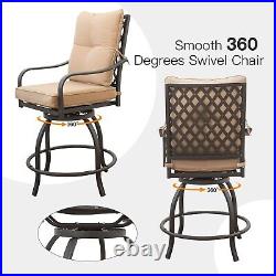 Domi 3 Piece Patio Bar Set withSwivels Bar Stools, Table, Seat&Back Cushion for Yard