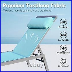 Domi 3 Pieces Adjustable Aluminum Pool Lounge Chairs Textilene Sunbathing Chairs