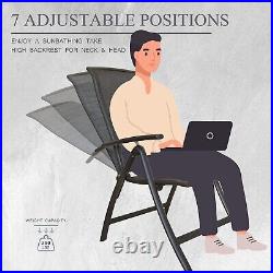 Domi Folding Patio Chairs Set of 2, withAdjustable Backrest(Textilene Fabric)