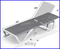 Domi Outdoor Chaise Lounge Adjustable Aluminum Pool Lounge Chair Grey Mesh