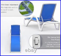 Domi Outdoor Chaise Lounge Adjustable Aluminum Pool Lounge Chair WithArm Blue