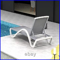 Domi Outdoor Chaise Lounge Adjustable Aluminum Pool Lounge Chair WithArm Gray