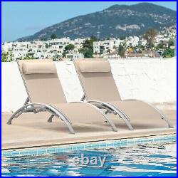 Domi Outdoor Chaise Lounge Set of 2 Aluminum Patio Chairs withAdjustable Backrest
