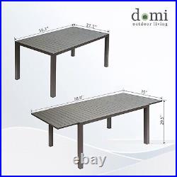 Domi Patio Dining Expandable Metal Aluminum Outdoor Table for 6-8 Persons