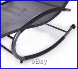 Double Chaise Rocker Patio Furniture Seat Chair Canopy Pool Swing Rocker Steel