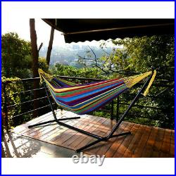 Double Hammock Hanging Rope Chair Lounger Porch Swing Seat Steel Frame Stand Set