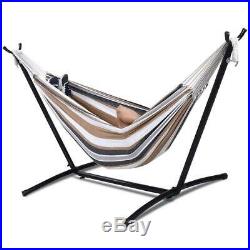 Double Hammock With Space Saving Steel Stand Includes Portable Carry Bag New