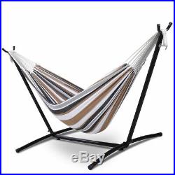 Double Hammock With Space Saving Steel Stand Includes Portable Carry Bag New