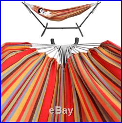 Double Hammock With Space Saving Steel Stand Includes Portable Carrying Case