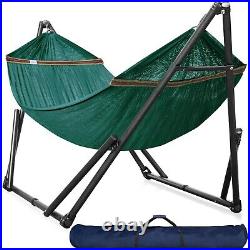 Double Hammock with Stand Included for 2 Persons Foldable 30s Setup Peacock