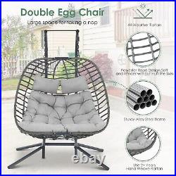 Double Hanging Egg Swing Chair Hammock Patio Chair Indoor Outdoor with Cushion
