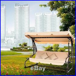 Dual-Use Outdoor Patio Garden Swing Chair Bed Porch Swining Bench Hammock N4L2