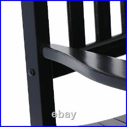 Durable Wooden Porch Rocking Chair Loungh Outdoor Patio Weather Resistant Black