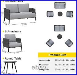 EAST OAK 4Pieces Patio Furniture Set, Modern Outdoor Furniture with Coffee Table