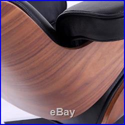 Eames Lounge Chair 100% Top Grain Italian Black Leather Walunt Wood -Genuine HOt
