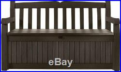 Eden 70 Gallon Storage Bench Deck Box for Patio Decor and Outdoor Seating Brown