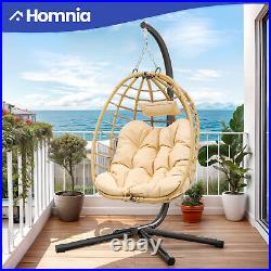 Egg Chair Patio Swing Hanging Hammock Rattan Wicker Steel Stand With Soft Cushion