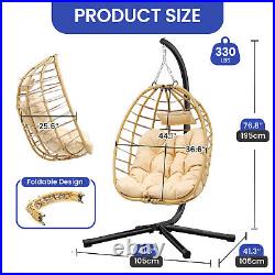 Egg Chair Patio Swing Hanging Hammock Rattan Wicker Steel Stand With Soft Cushion