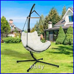 Egg Hammock Basket Chair Hanging Swing Chair UV Resistant Cushion with Stand