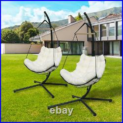 Egg Hammock Basket Chair Hanging Swing Chair UV Resistant Cushion with Stand