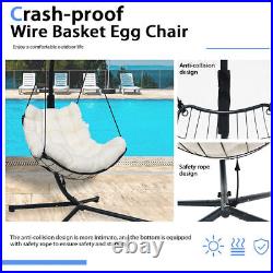 Egg Hammock Basket Chair Hanging Swing Chair UV Resistant Cushion with Stand