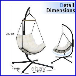 Egg Hammock Basket Chair Hanging Swing Chair UV Resistant Cushion with Stand