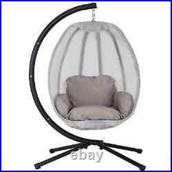 Egg Hammock Chair, Hanging Swing Chair with Metal Stand and Cushion