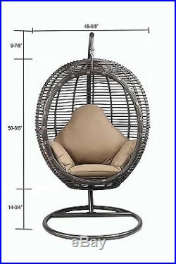 Egg Patio Hanging Swing Wicker Furniture Chair Outdoor Cushion Resin Stand Seat