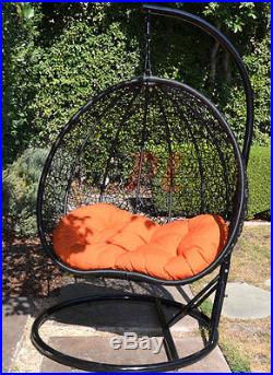 Egg Shape Wicker Rattan Swing Chair Hanging Hammock 2 Person 418 lbs Cap
