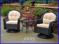 Elegant Outdoor Patio Furniture 3 Piece Set Swivel Glider Chairs With Table