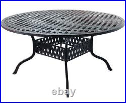Elisabeth patio dining round table set 7 piece cast aluminum outdoor furniture