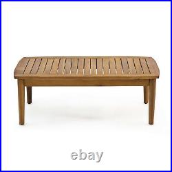 Emmry Outdoor Acacia Wood 4 Seater Chat Set with Coffee Table