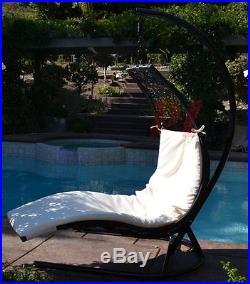 Enclave Lounge Swing Bed Chair Wicker Rattan Hammock Outdoor Patio Black / Khaki