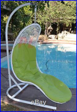 Enclave Lounge Swing Bed Chair Wicker Rattan Hammock Outdoor Patio White / Lime