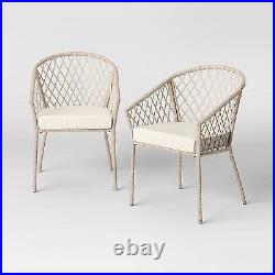 Exmore 2pk Washed Rattan Barrel Patio Dining Chairs ThresholdT