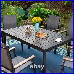 Expandable Patio Dining Table 6-8 Person Outdoor Garden Metal Rectangular Table