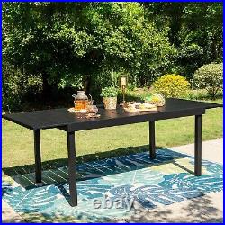 Expandable Patio Dining Table 6-8 Person Outdoor Garden Metal Rectangular Table