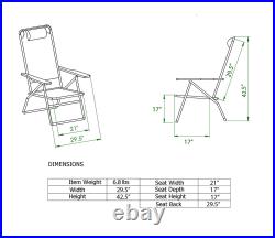 Extra Large Heavy Duty Beach Chair 17 inches Seat Height, 300 lb Load Capacity