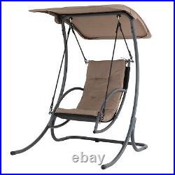 FDW Patio Outdoor Swing Chair With Stand Canopy & Cushion Hanging Lounge Chair