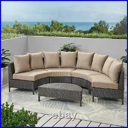 Falkland Outdoor 4 Seater Curved Wicker Sectional Sofa Set with Coffee Table