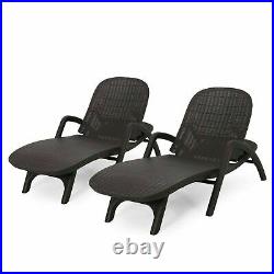 Farirra Outdoor Faux Wicker Chaise Lounges (Set of 2)
