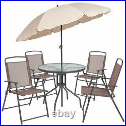 Flash Furniture Nantucket 6 Piece Patio Dining Set with Umbrella